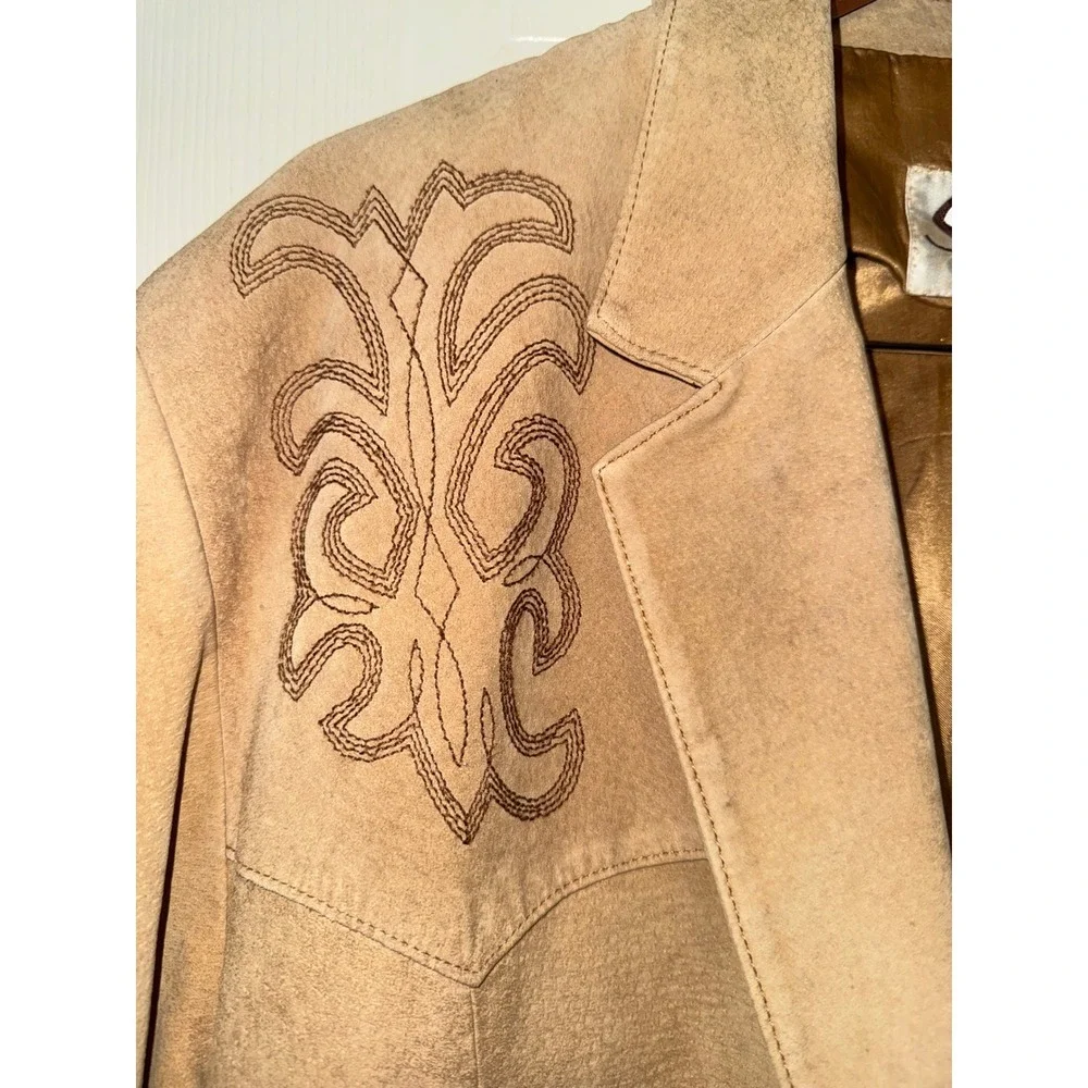Scully Western Suede Leather Blazer Sport Coat Tan Embroidered Mens 48L